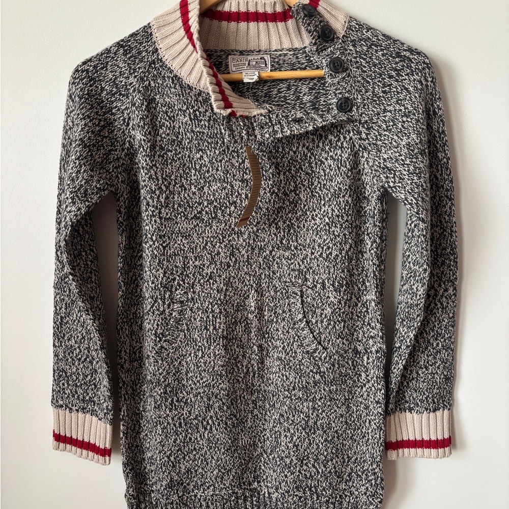 Roots Black and Cream Knit Dress with Red Accents